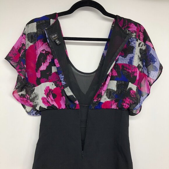 Nicole by Nicole Miller Black & Fuchsia Floral Mini Dress size 6 - Picture 10 of 15